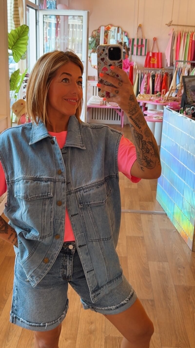 VESTE JEAN SANS MANCHE