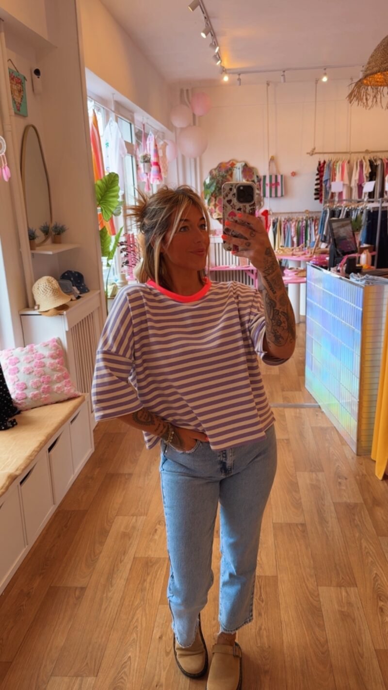 T SHIRT MIMI LILA COL ROSE FLUO