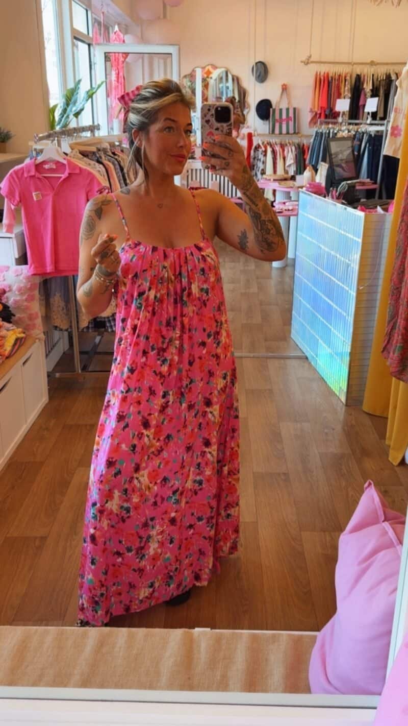 ROBE BOHEMIAN  COLORÉ  ROSE