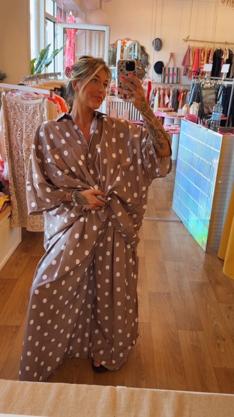 CHEMISE  LARGE POIS TAUPE