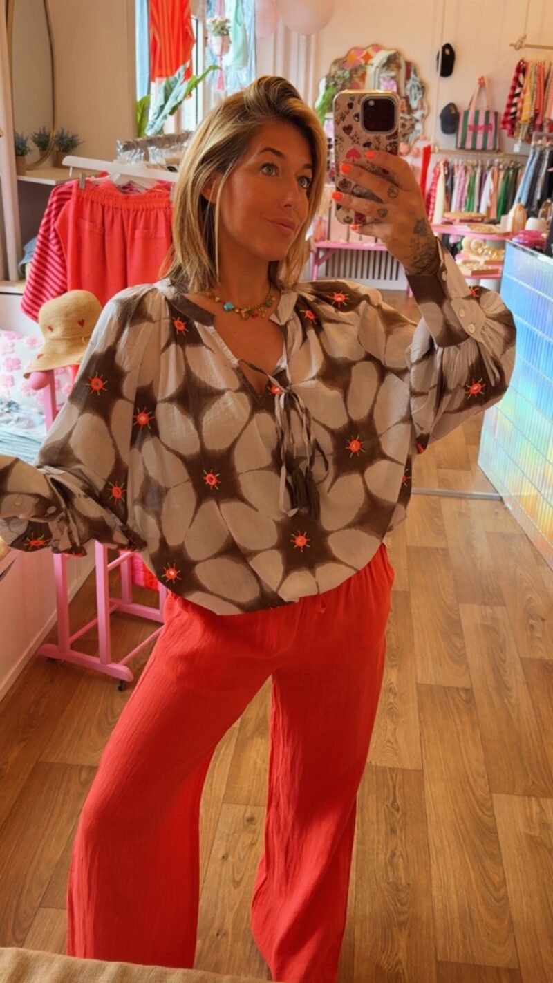 PANTALON EN LIN DROIT  CORAIL