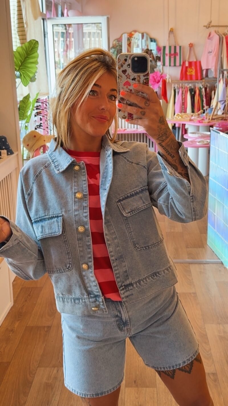 VESTE EN JEAN BOUTON PERLÉ S/M