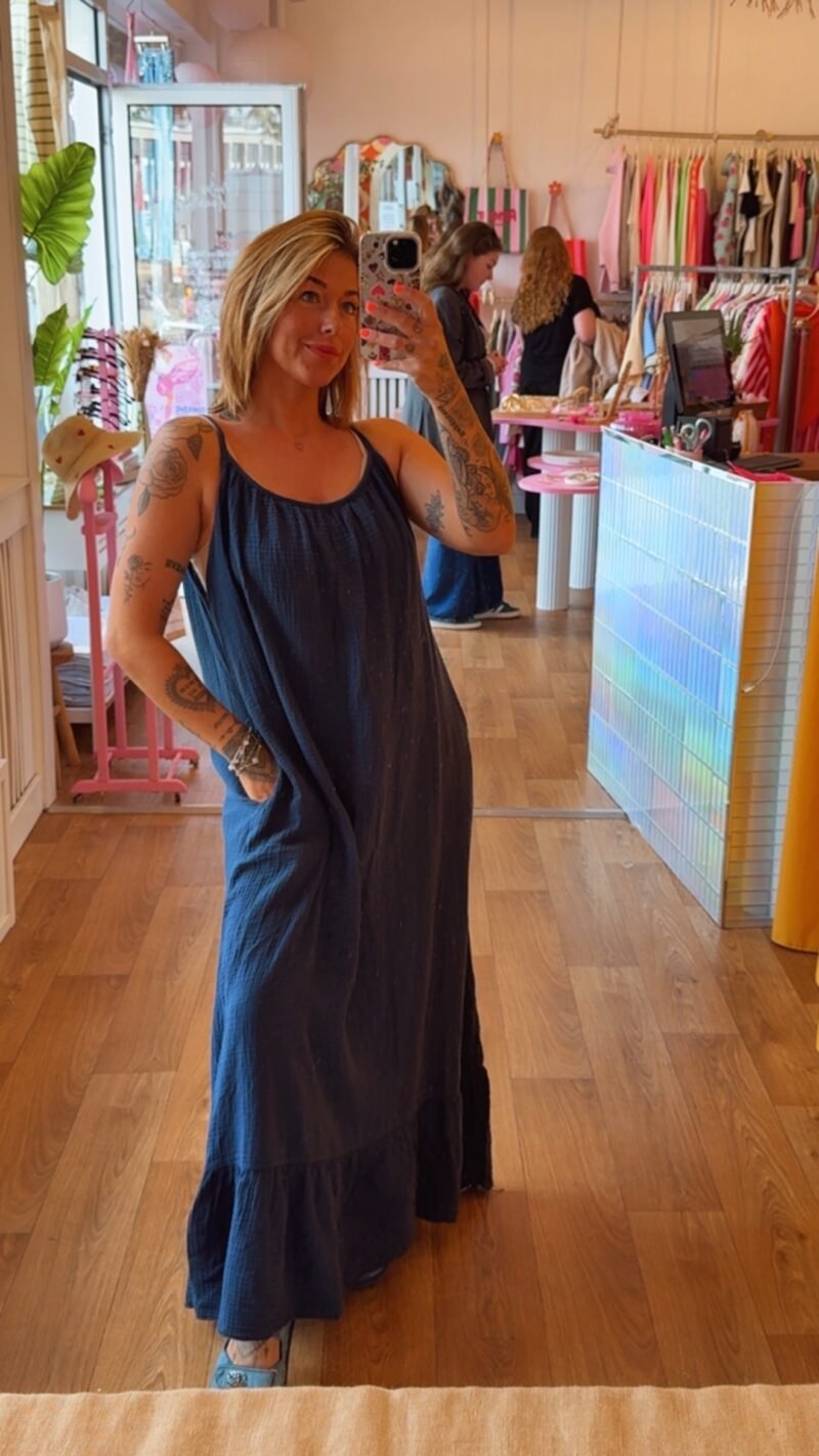 ROBE GAZ DE COTON MARWA  MARINE
