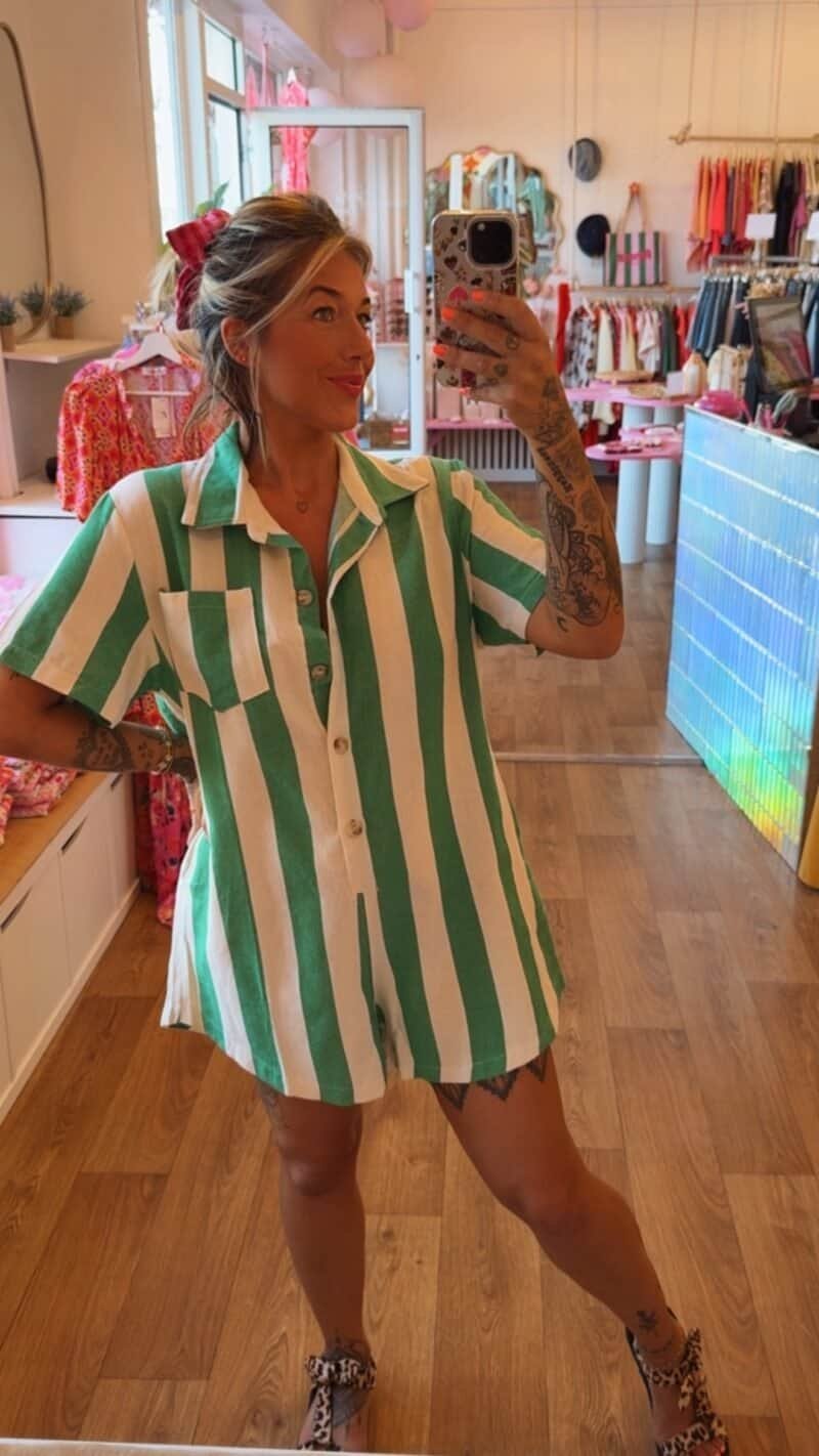 COMBI SHORT RAYÉ VERT