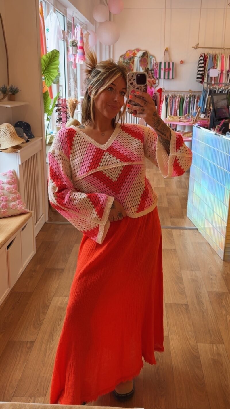 JUPE LIN ET COTON ORANGE