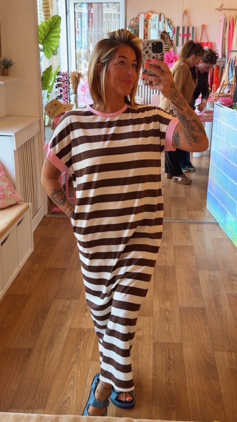 ROBE LONGUE RAYE CHOCO