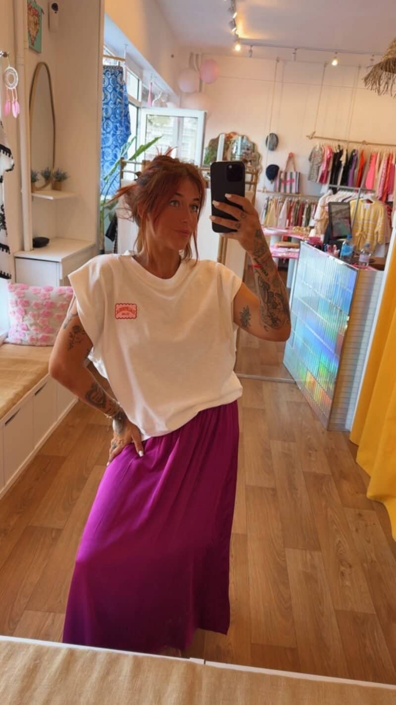 JUPE  SATIN MAGENTA