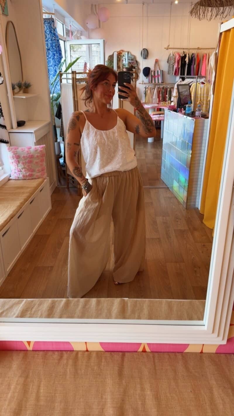 PANTALON VOILE DE COTON BEIGE