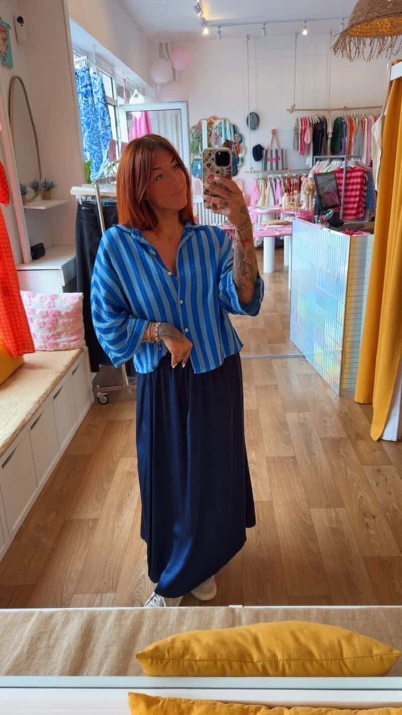 JUPE  SATIN BLEU MARINE