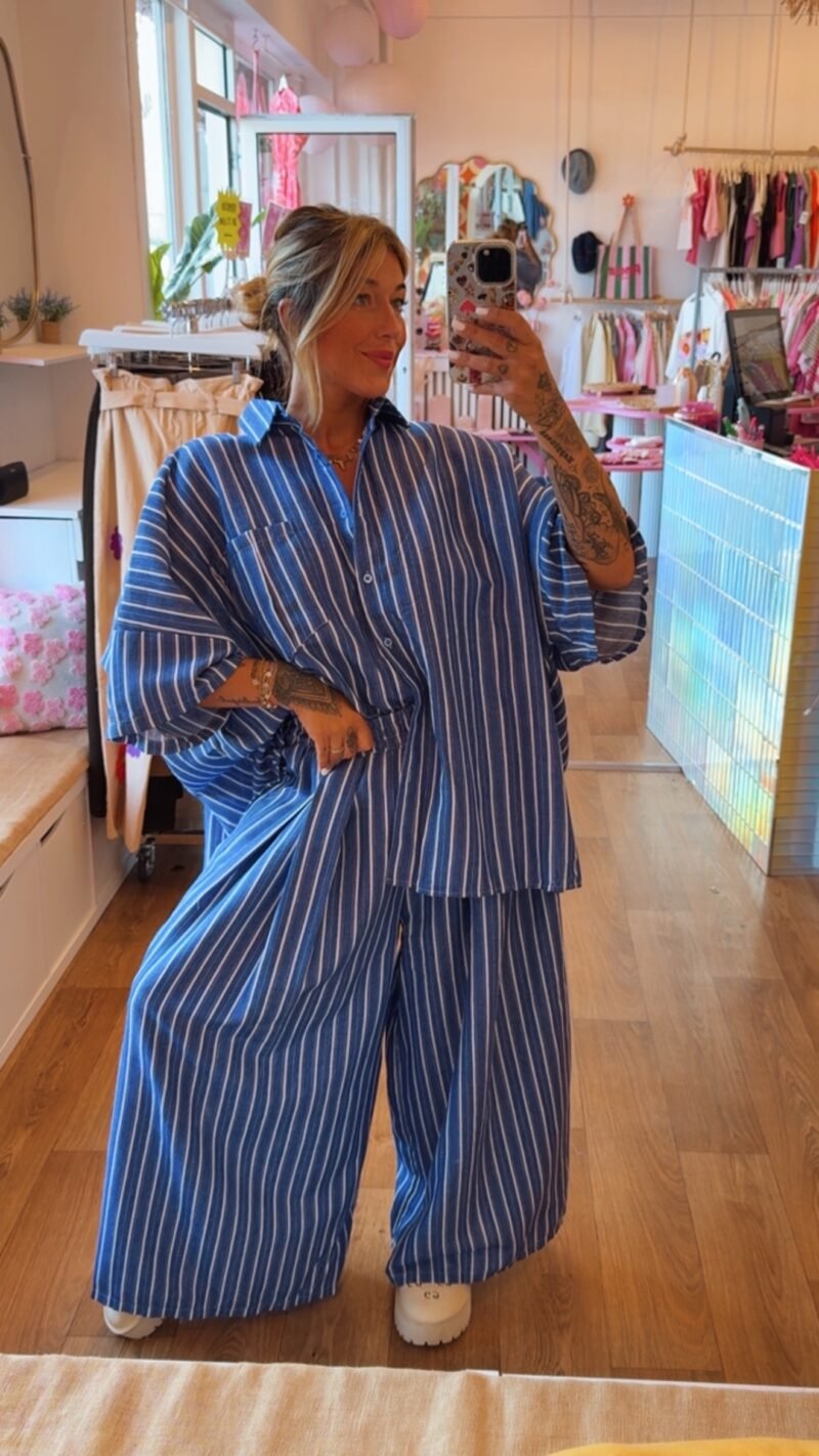 PANTALON  LARGE LISA   BLEU FONCÉ  T . 2