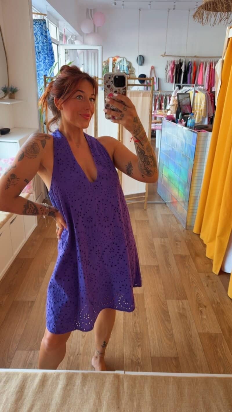 ROBE BRODERIE VIOLET