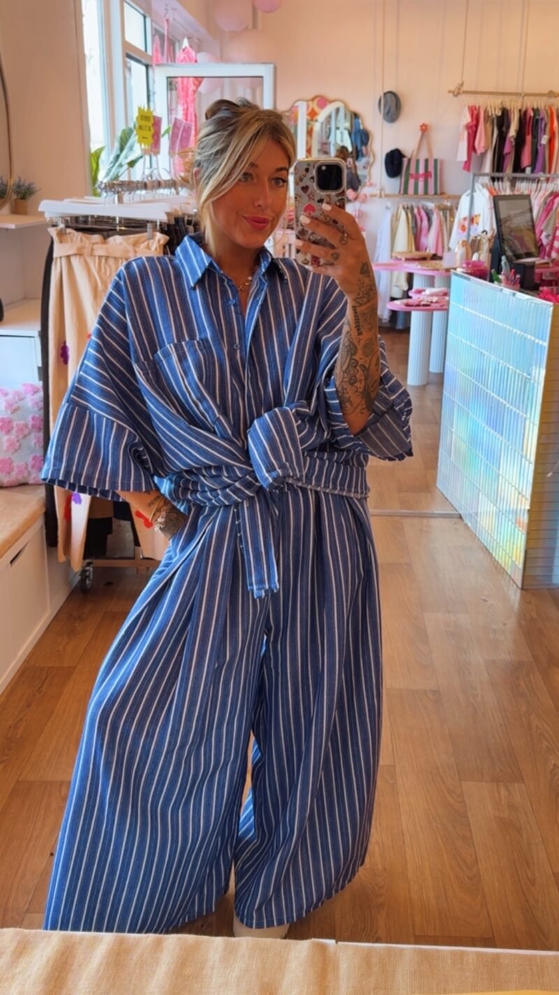 PANTALON  LARGE LISA   BLEU FONCÉ  T . 1