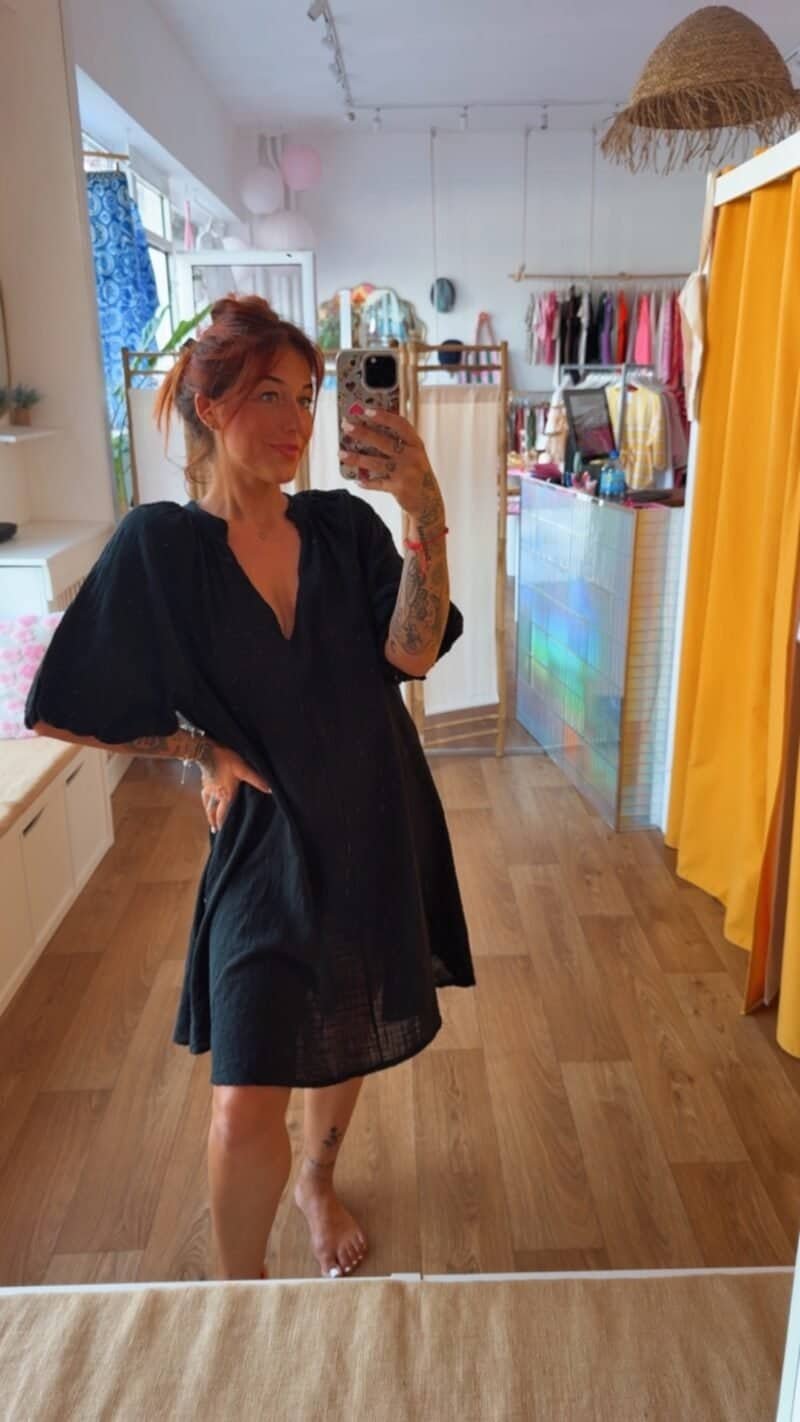 ROBE LARGE GAZ DE COTON NOIR