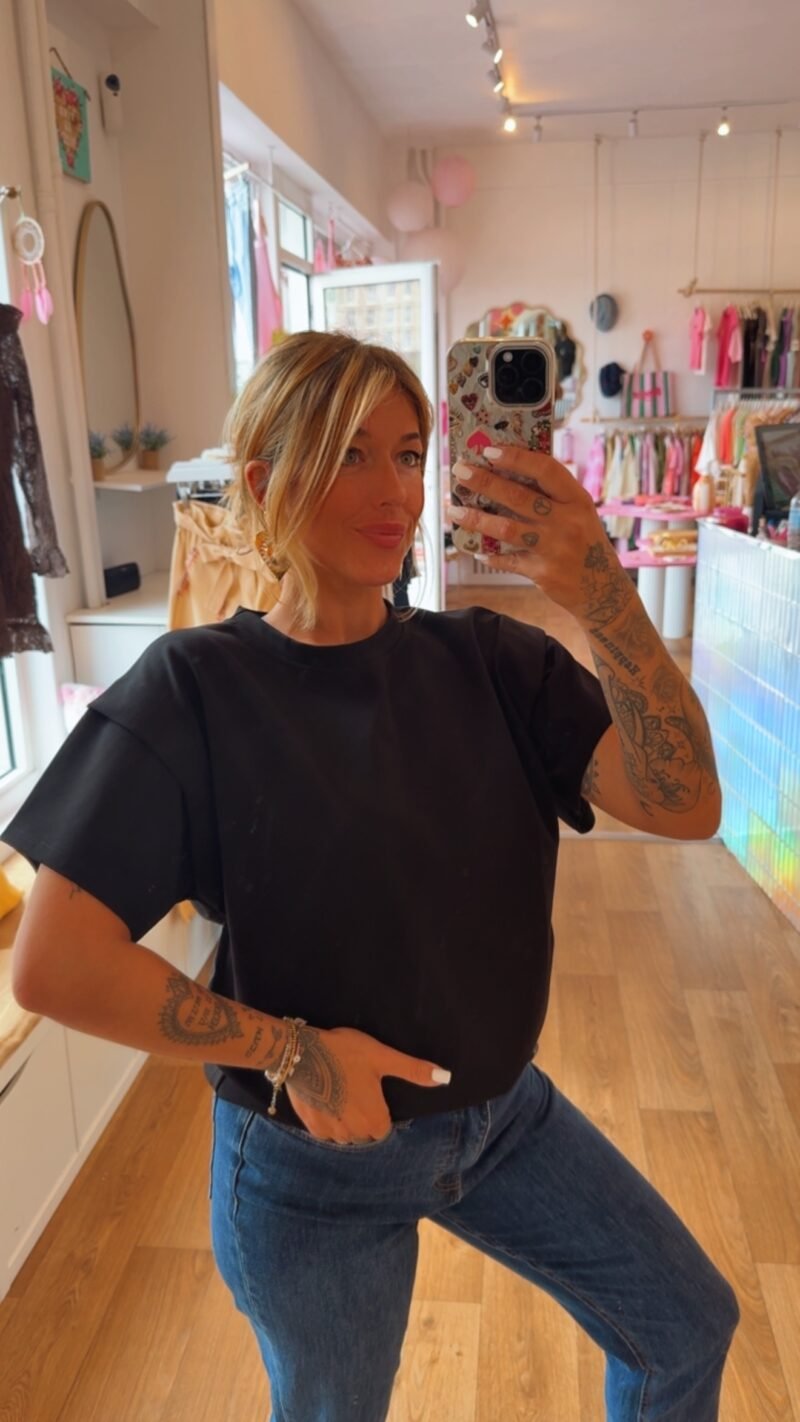 T SHIRT DOUX EPAULETTE NOIR