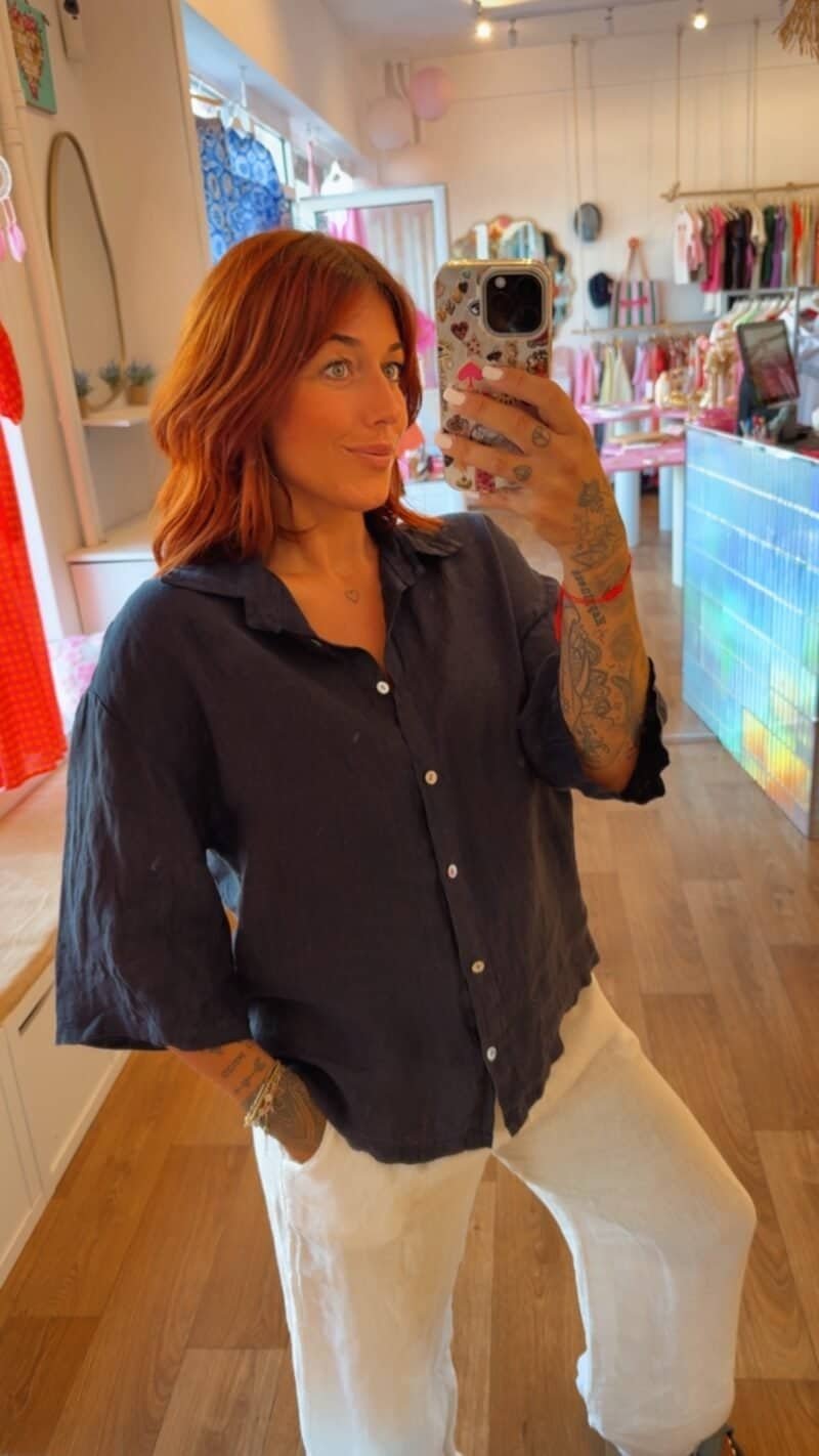 CHEMISE LIN  BEU MARINE