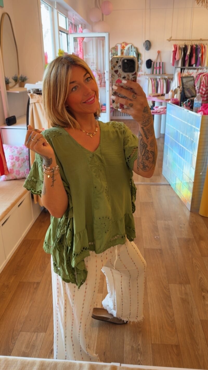 BLOUSE PAT   OLIVE