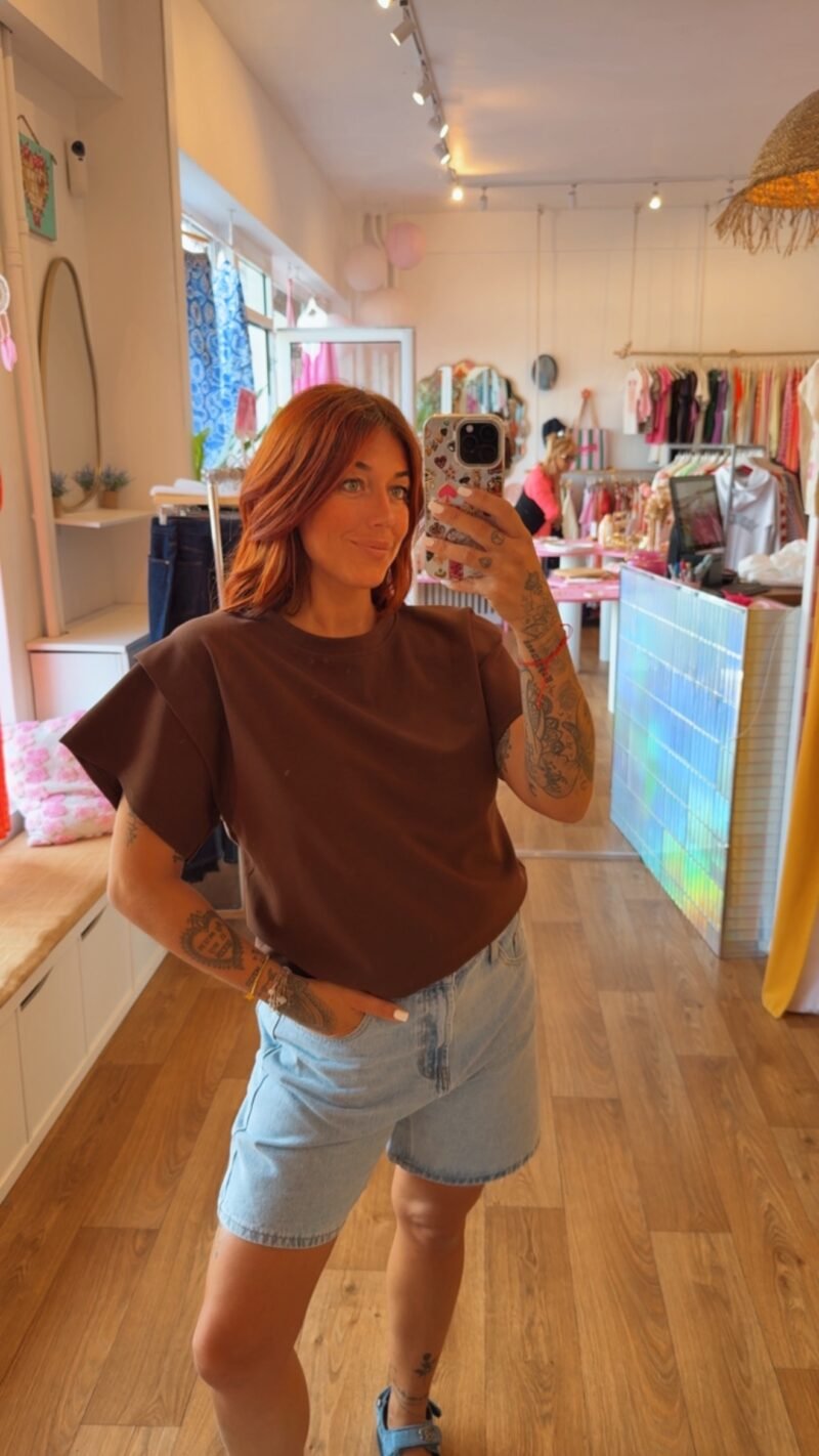 T SHIRT DOUX EPAULETTE CHOCO