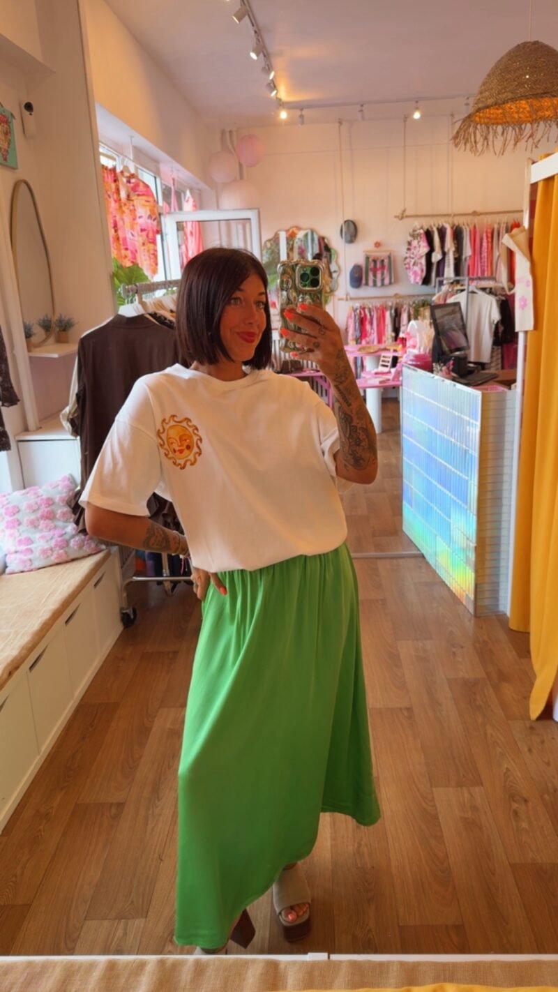 JUPE  SATIN  VERTE
