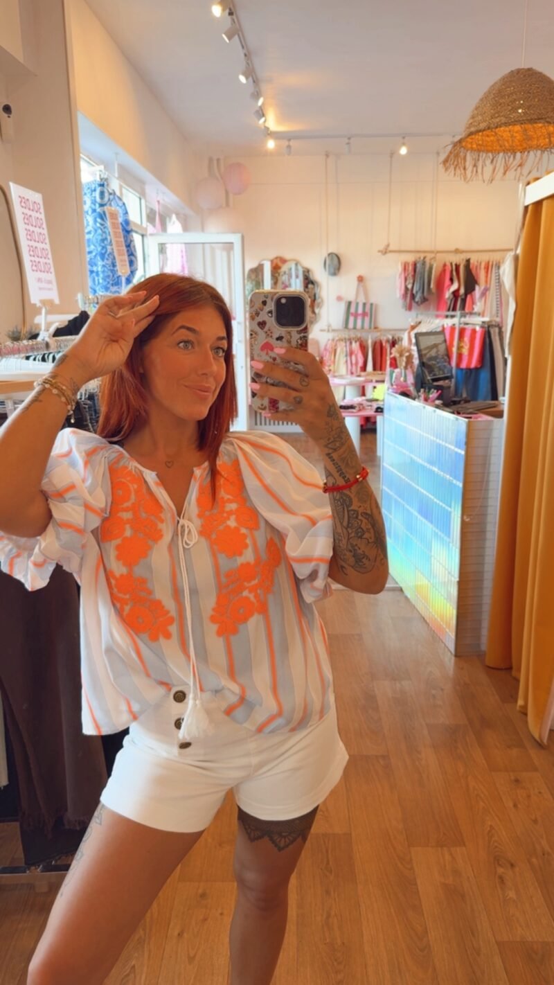 BLOUSE CIEL DETAILS BRODERIE ORANGE    T  S
