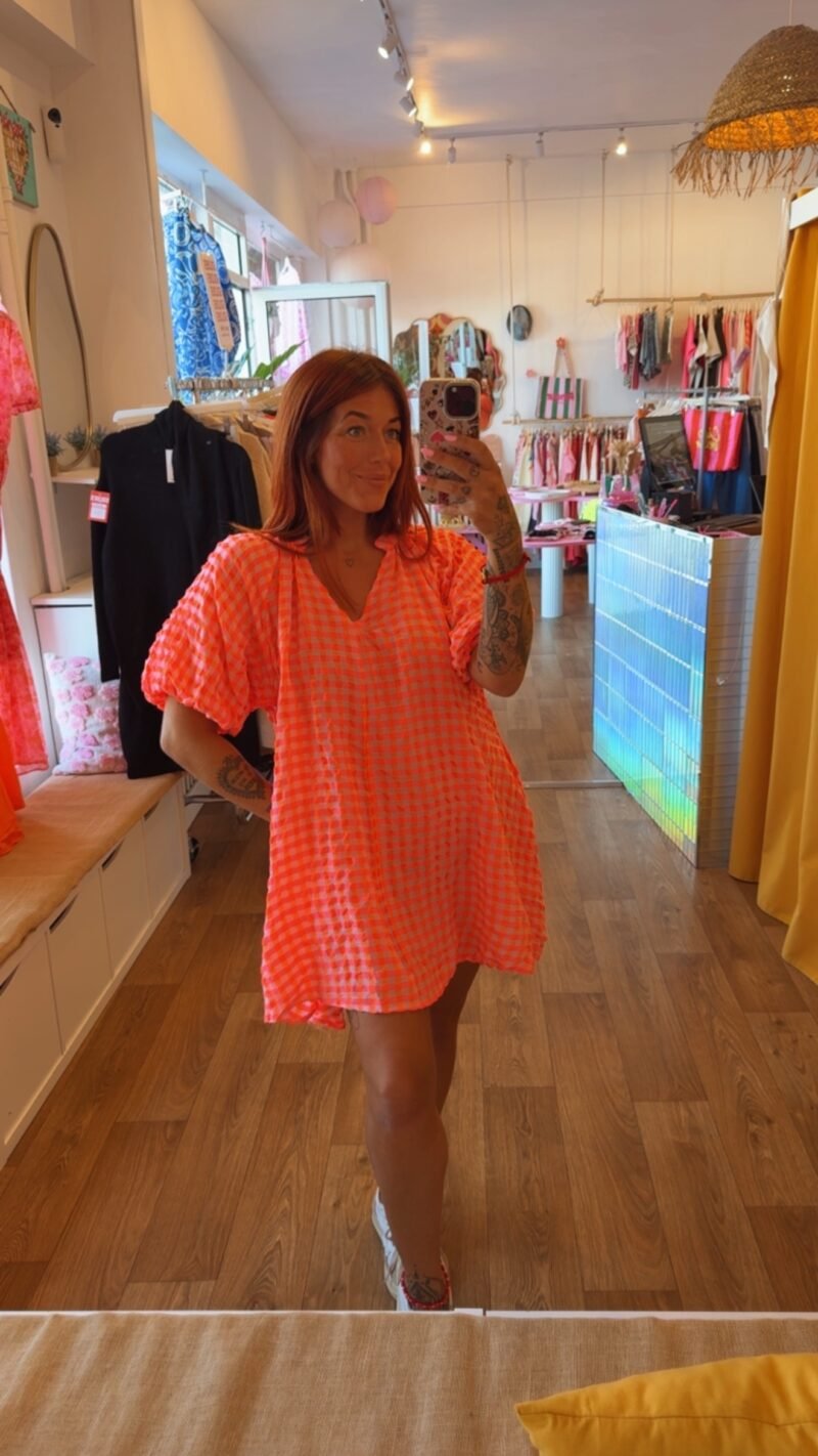 ROBE VICHY ORANGE FLUO