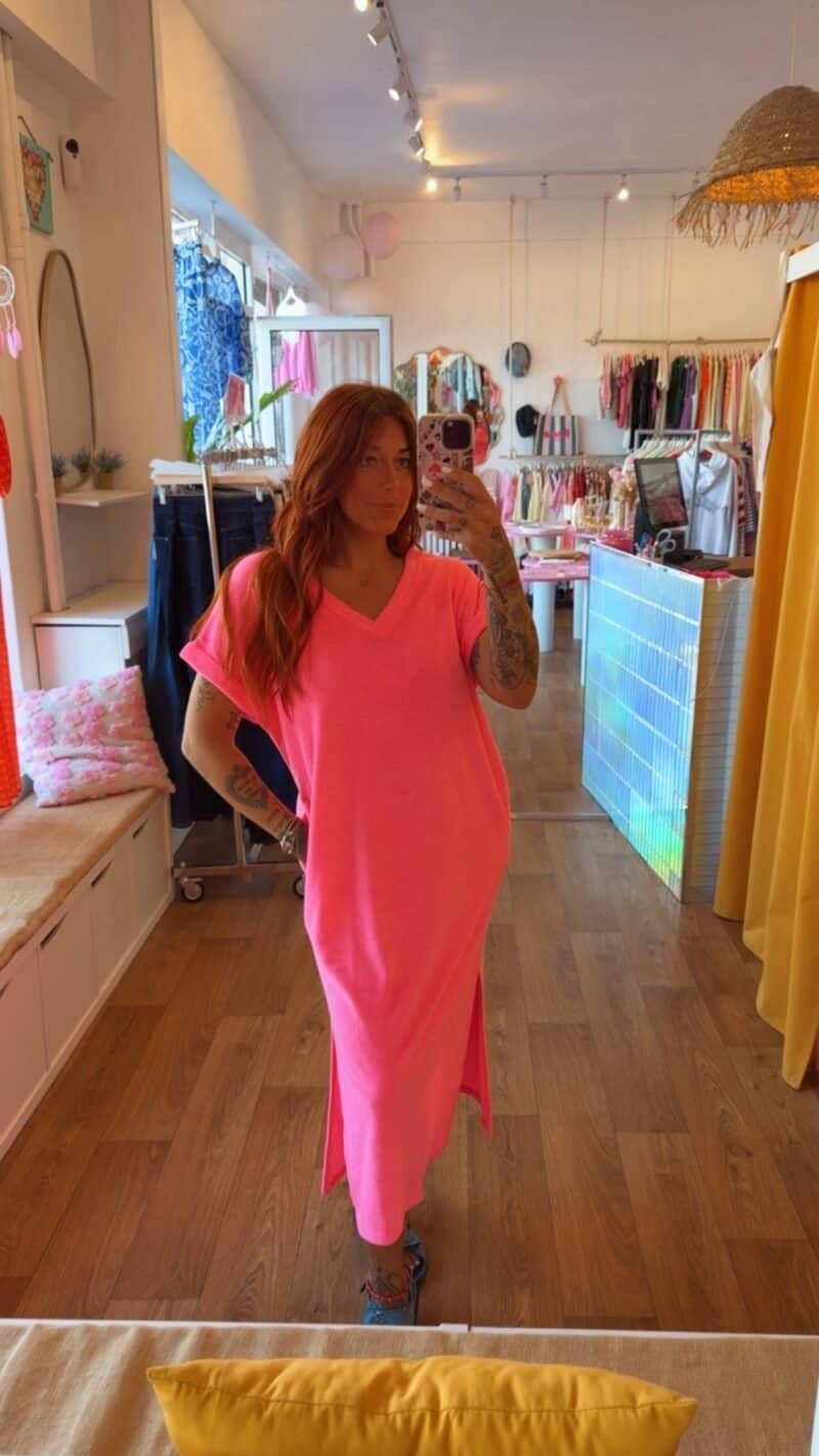 ROBE UNI EPONGE COL V  ROSE