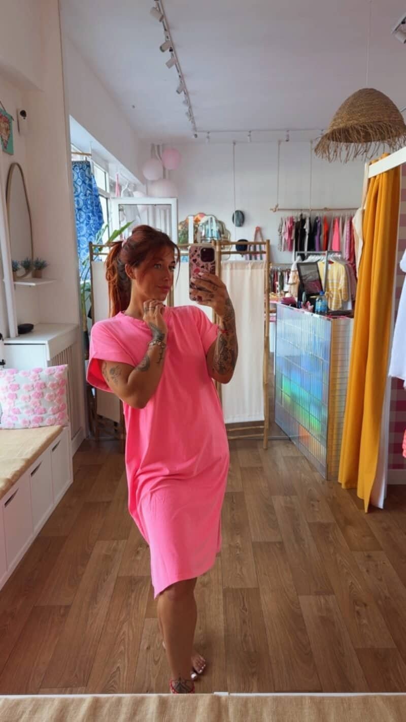 ROBE T SHIRT COURTE ROSE