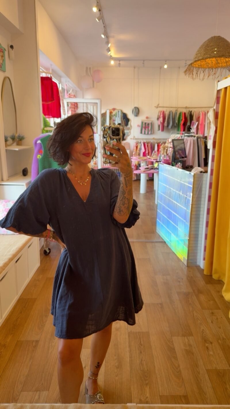 ROBE LARGE COTON BLEU MARINE