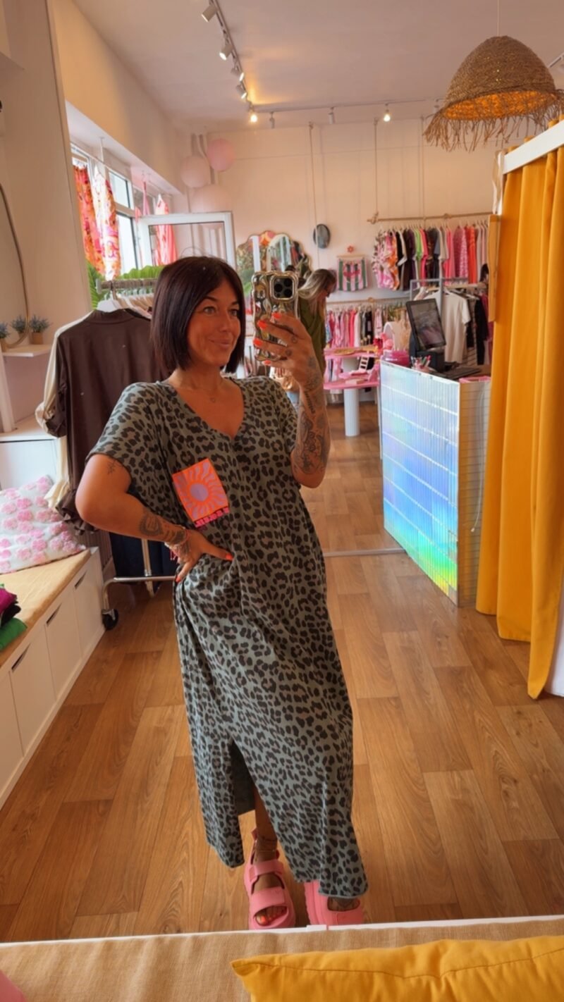 ROBE SOLEIL LEOPARD TAUPE COL V