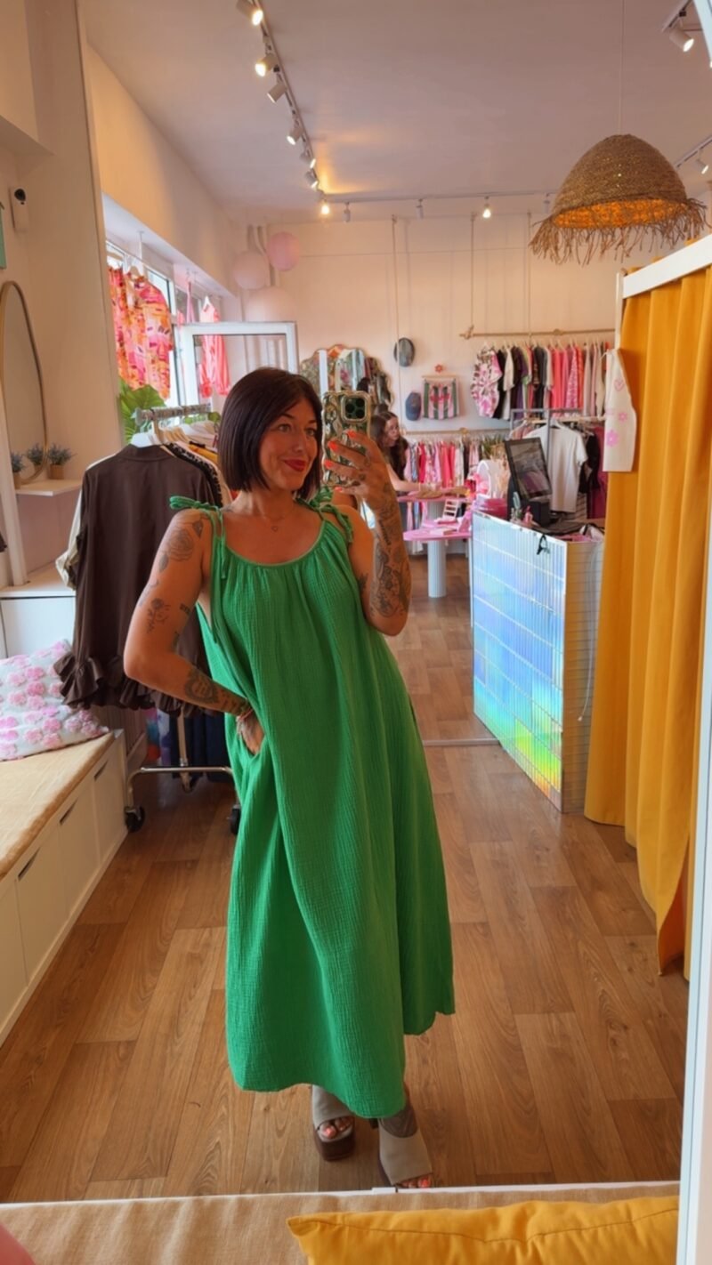 ROBE LONGUE  GAZ DE COTON VERTE GUCCI