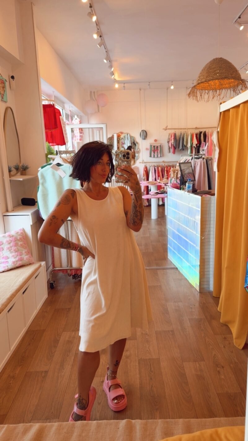 ROBE COURTE  EPONGE ECRU