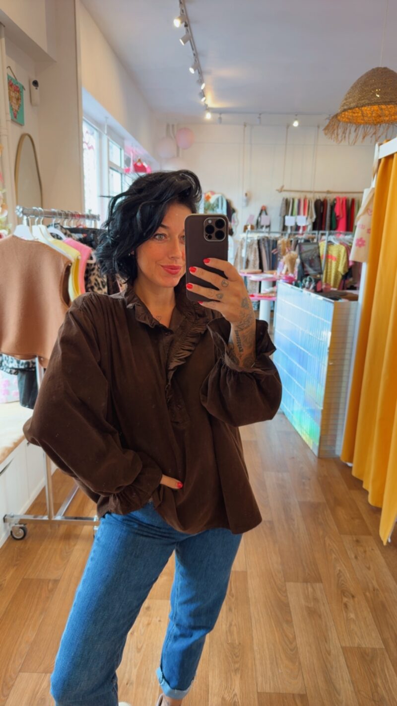 BLOUSE VELOUR FIN chocolat