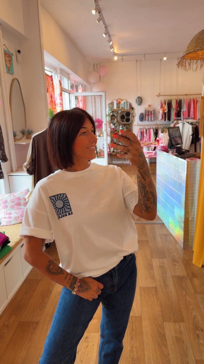 T SHIRT  STRASS   " SOLEIL BLEU"