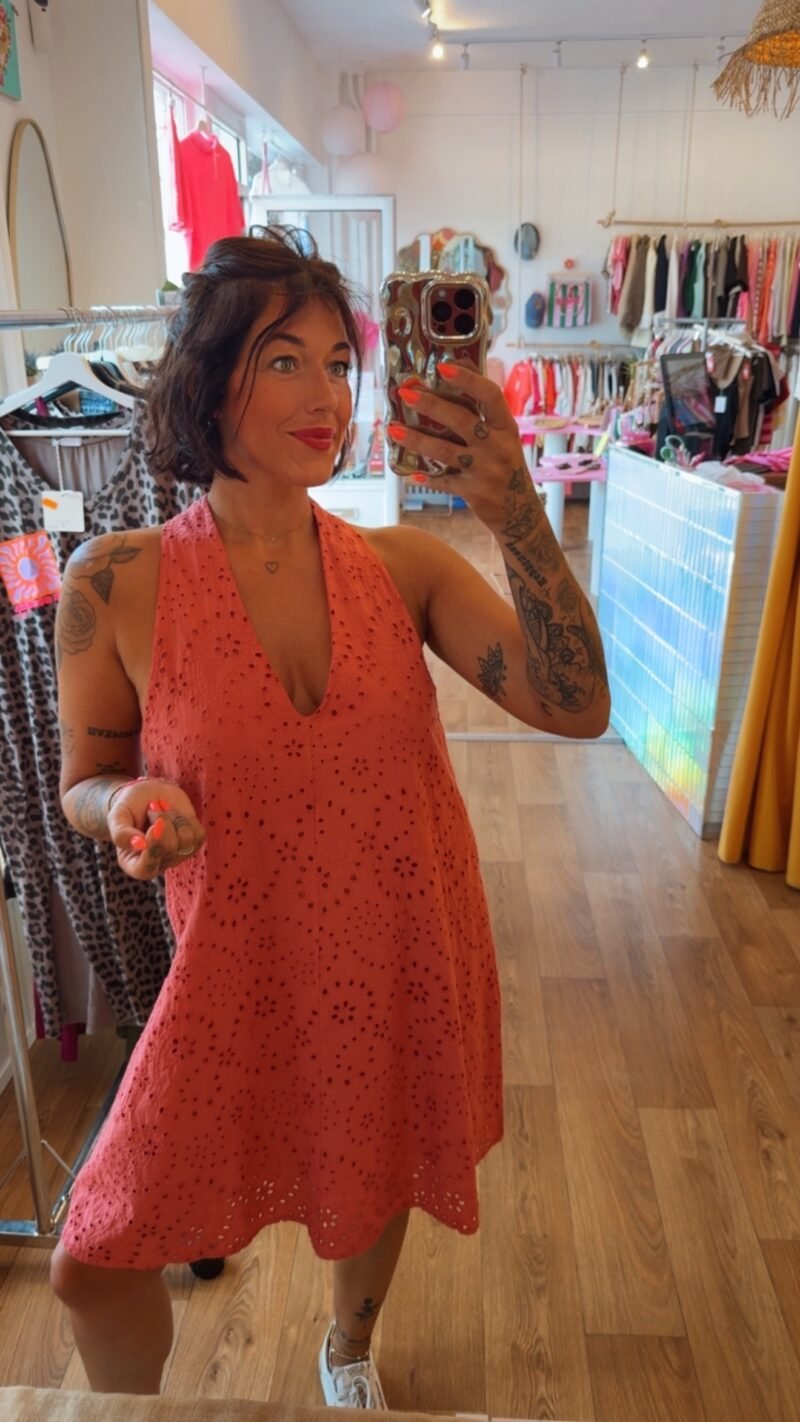 ROBE BRODERIE  SAUMON