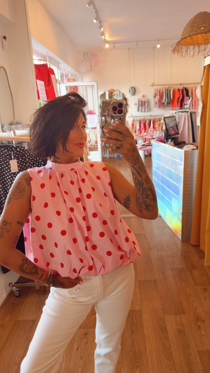 TOP ROSE POIS ROUGE   T . L