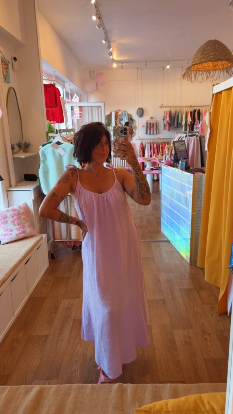ROBE LONGUE  GAZ DE COTON LILA