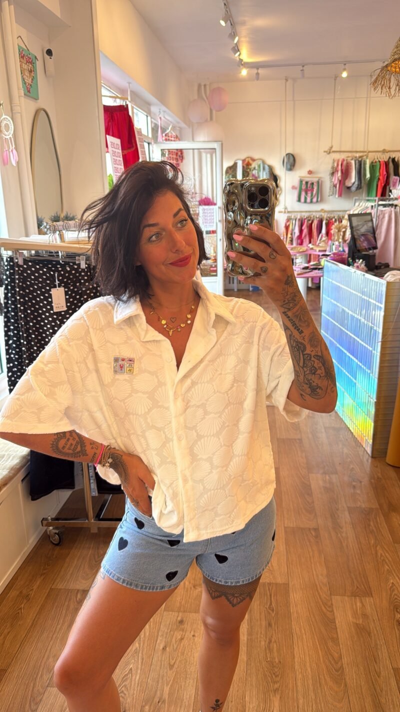 CHEMISE EPONGE COQUILLAGE  BLANC  T . S