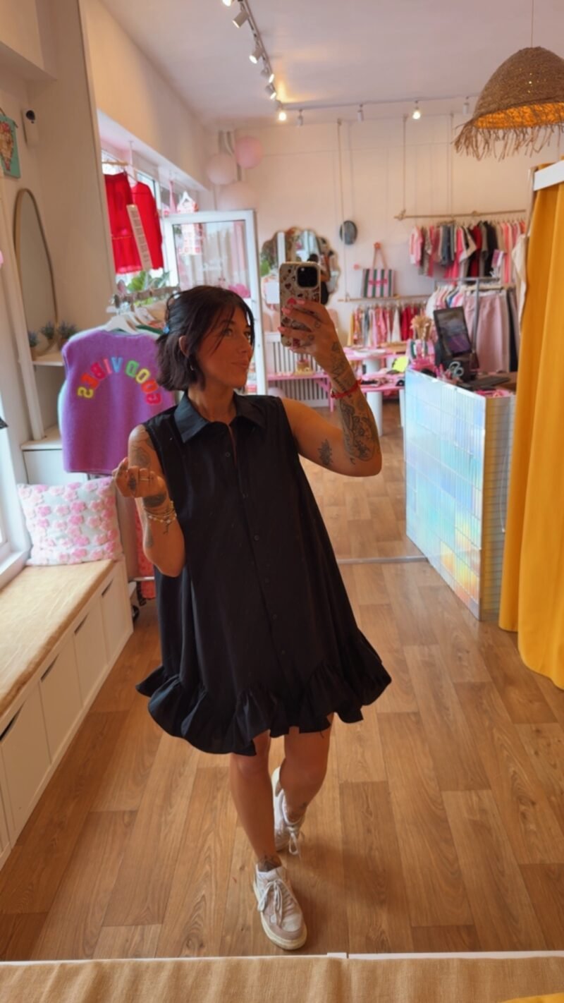 ROBE CHEMISE FROUFROU NOIRE