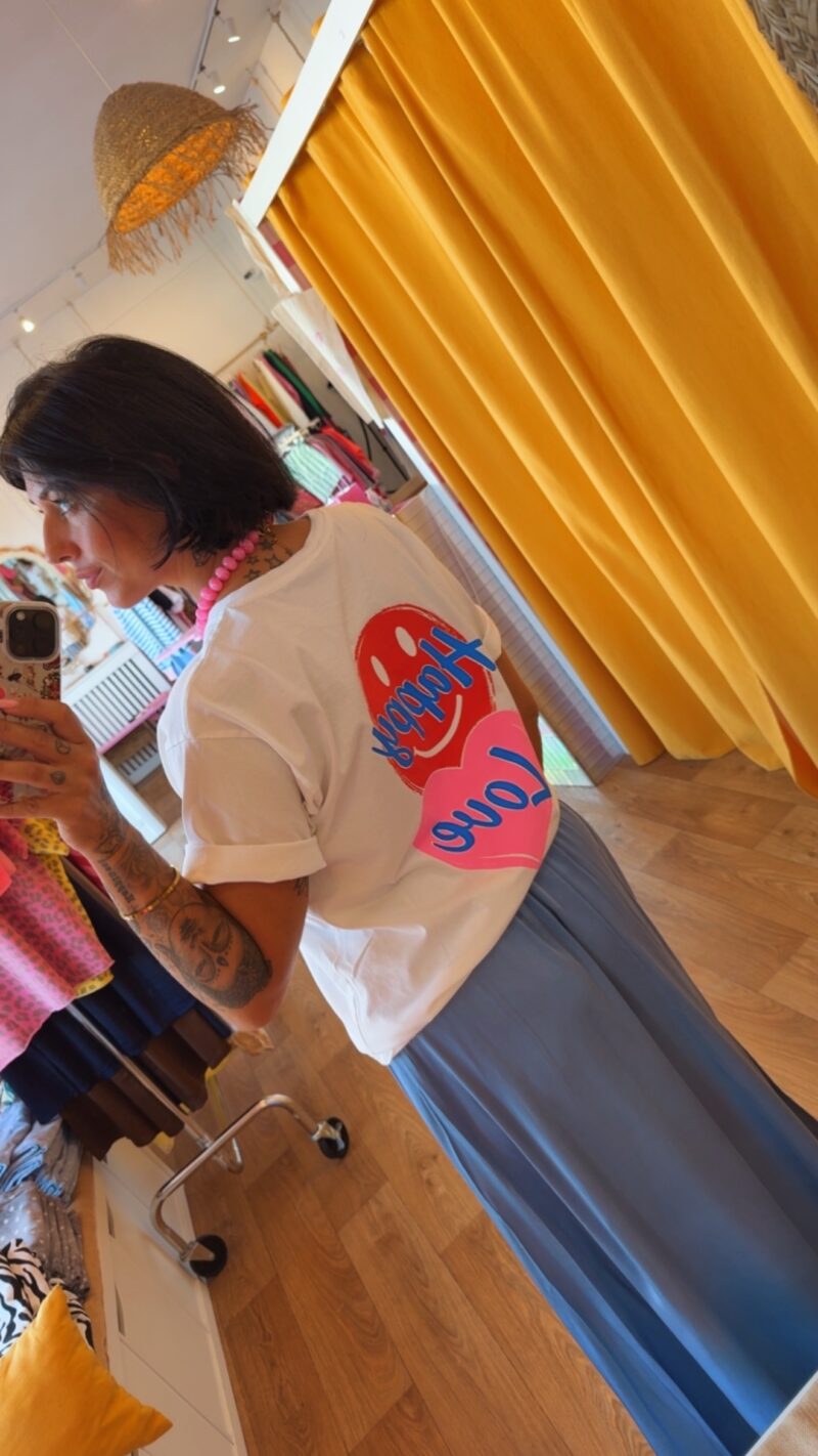 T SHIRT HAPPY LOVE BLÀNC