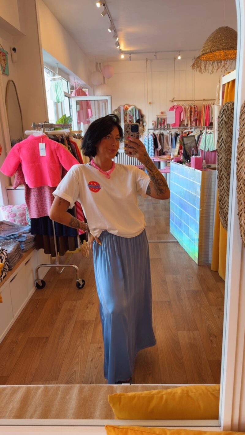 JUPE  SATIN BLEU ciel