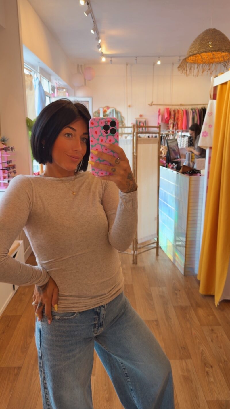 TOP BASIC EN CACHEMIRE  BEIGE