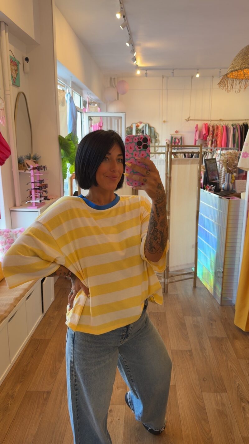 T SHIRT LARGE STRIPE JAUNE
