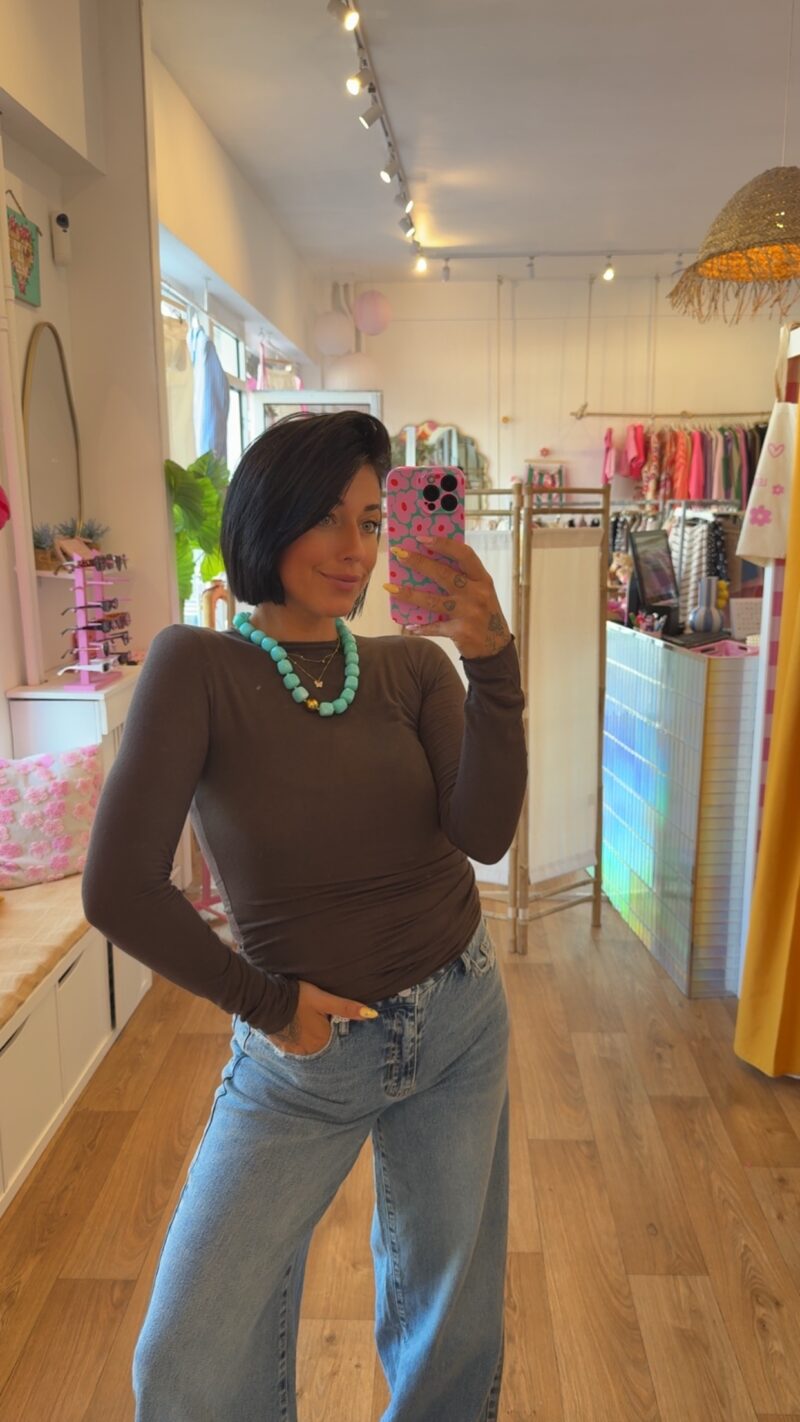 TOP BASIC EN CACHEMIRE  CHOCO
