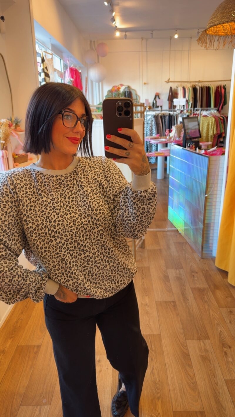 SWEAT PETIT LEOPARD CLAIR