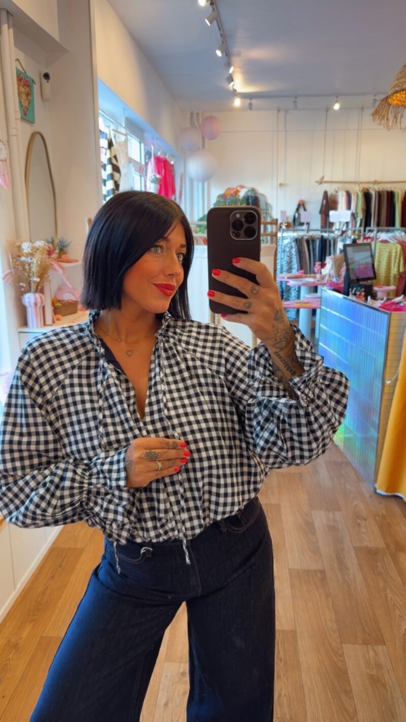 BLOUSE VICHY BLEU MARINE  M/L