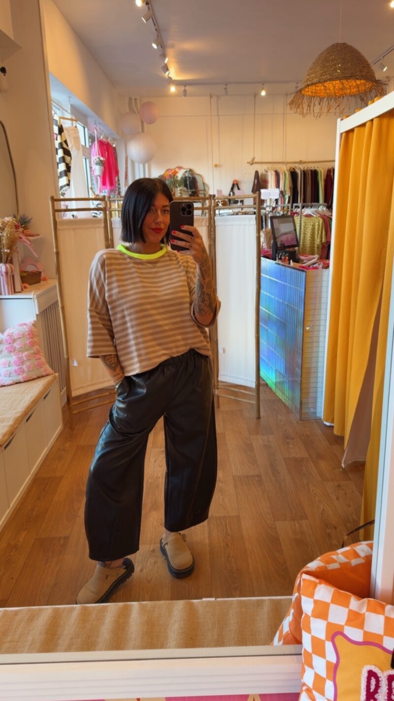 PANTALON BALLON CUIR NOIR