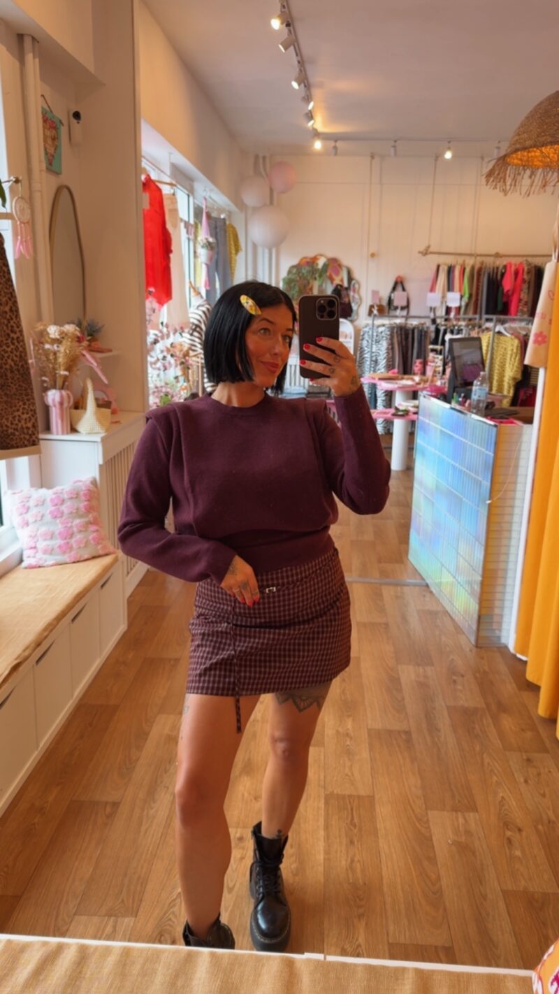 JUPE SHORT VICHY BORDEAUX  T . L