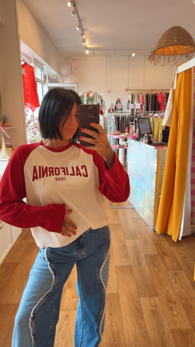 TOP MANCHE LONGUE CALIFORNIA ROUGE