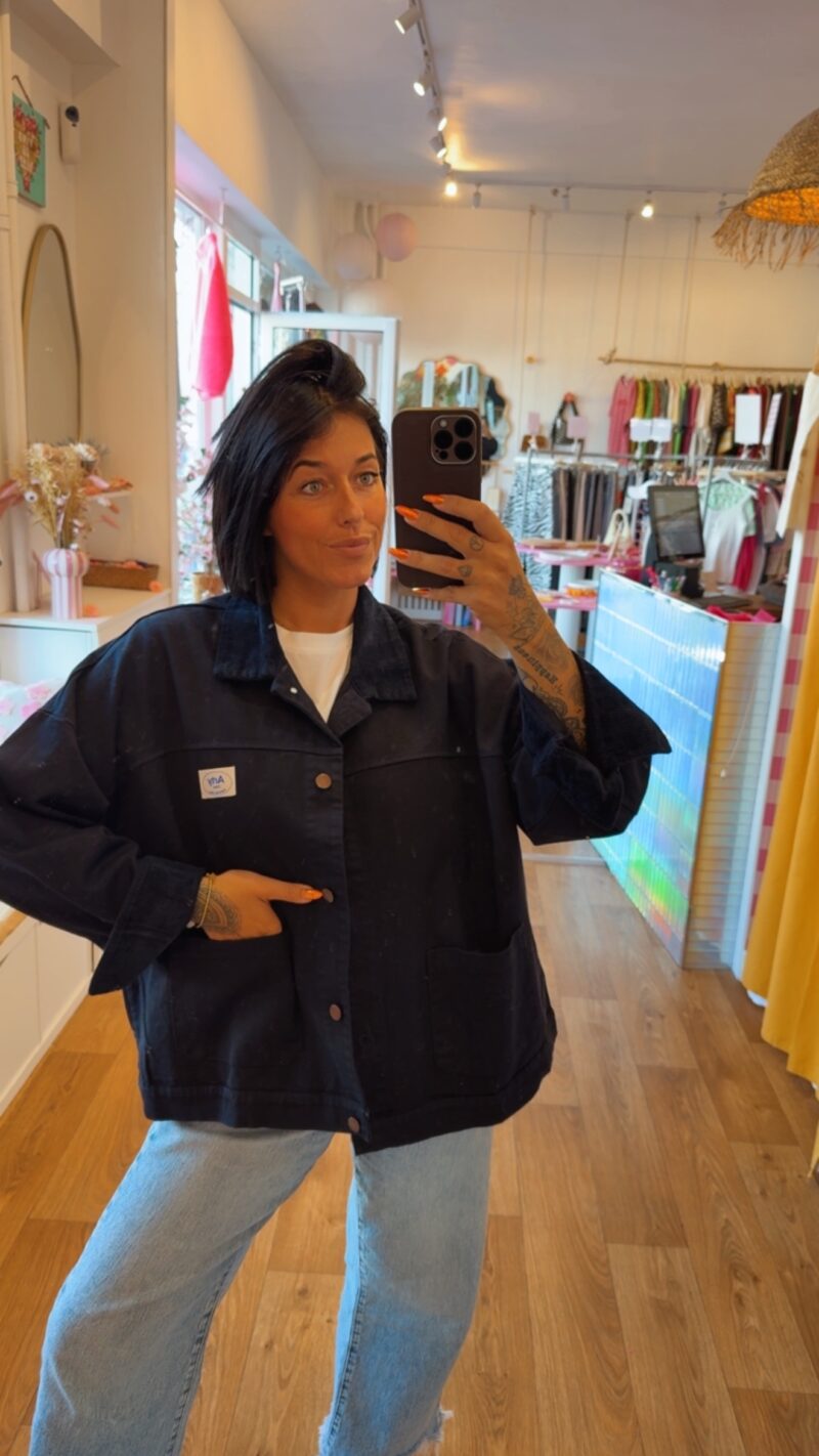 VESTE AVIATEUR COL VELOUR  MARINE