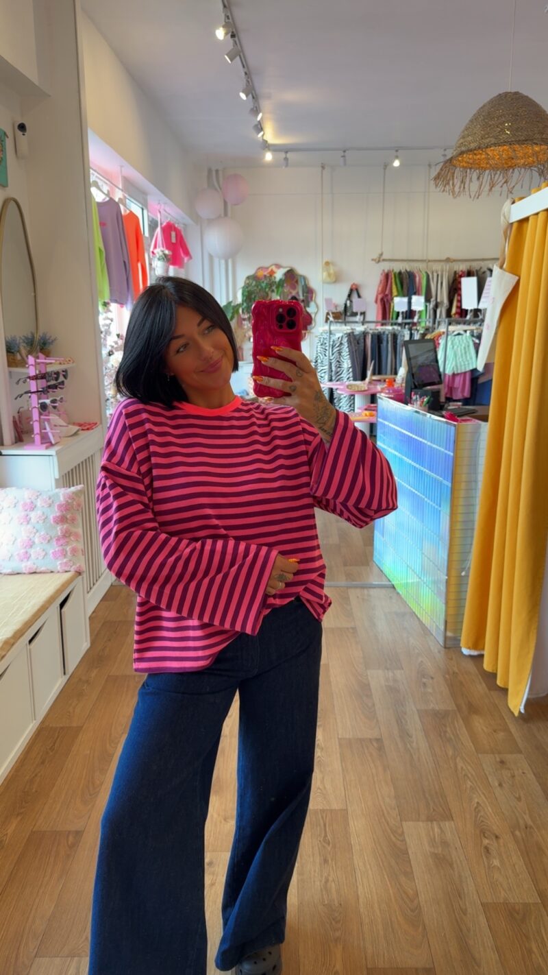 SWEATSHIRT RAYE BRIGITTE VIOLET  COL ROSE