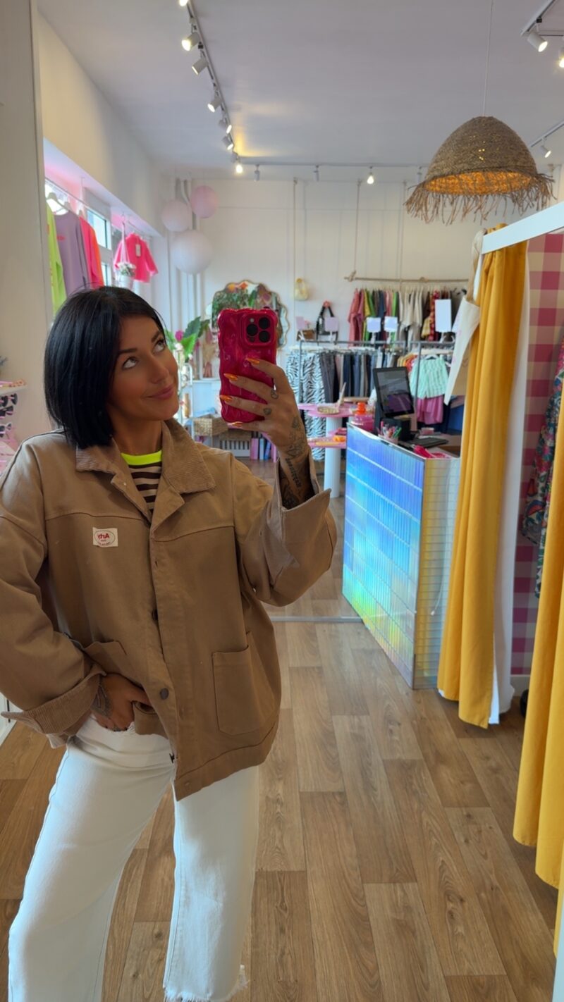 VESTE AVIATEUR COL VELOUR  BEIGE